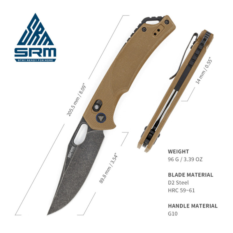 Ніж складаний SRM Retriever 9201-GW, коричневий