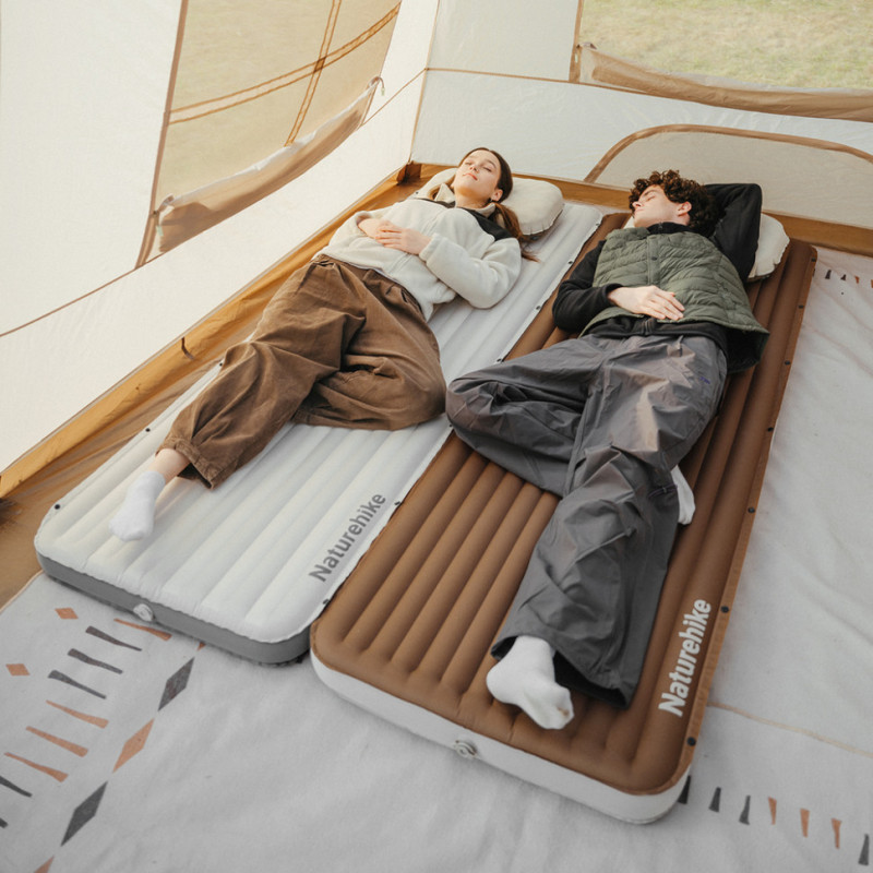 Матрац надувний одинарний Naturehike CNK2450WS035, 95 мм, із вбудованою помпою, коричневий