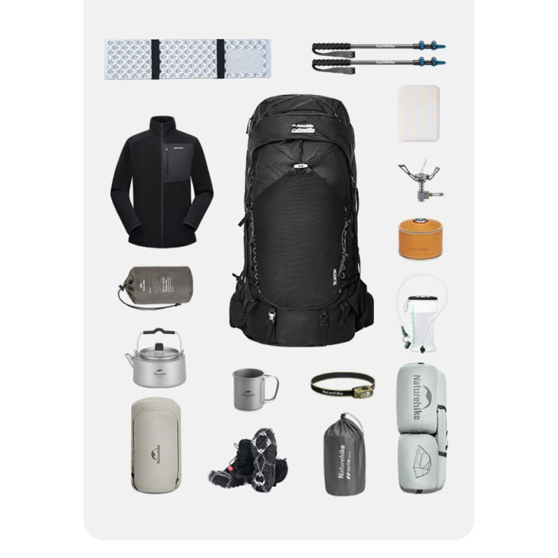 Рюкзак туристичний Naturehike CNK2450XB014, 70 л, чорний, M