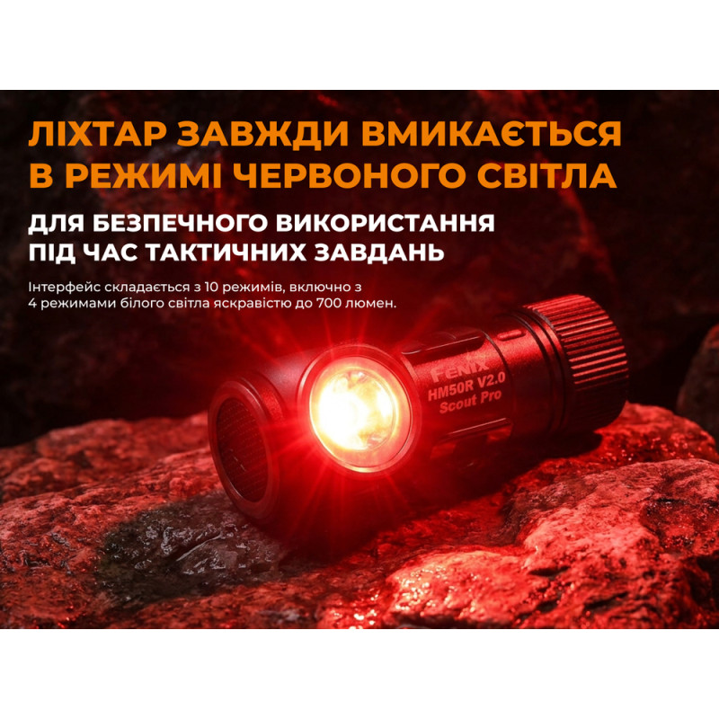Тактичний налобний ліхтар Fenix Scout Pro (HM50R V2.0) з червоним та зеленим світлом | Лімітована серія
