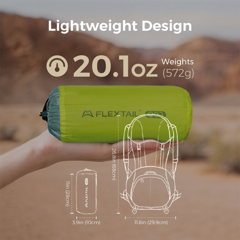 Килимок самонадувний Flextail Tiny Slleeping Pad R03 AVS, зелений