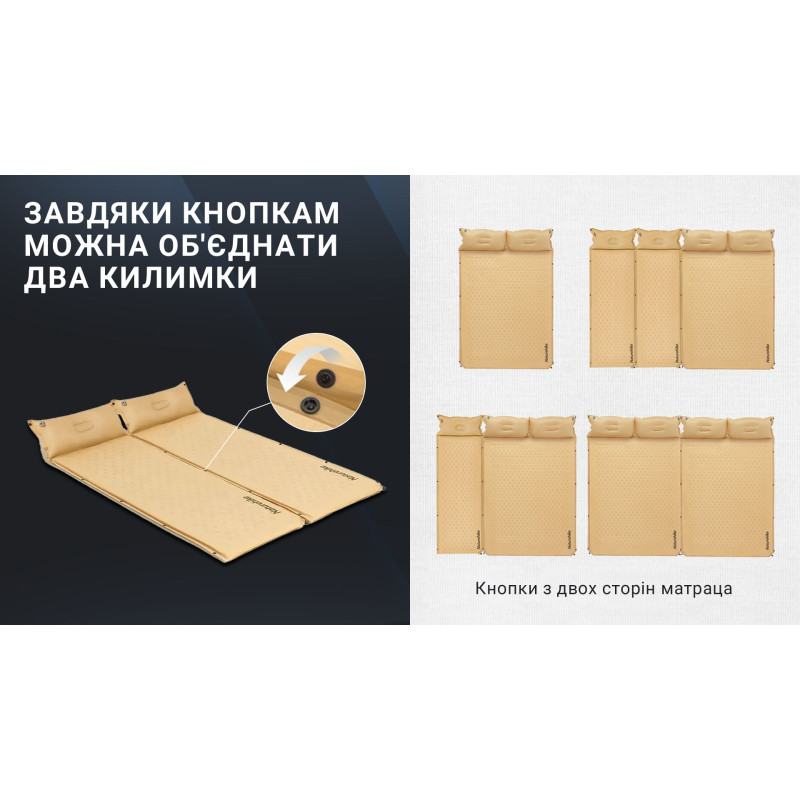 Килимок самонадувний одномісний з подушкою Naturehike CNH22DZ012, 30мм, жовтий