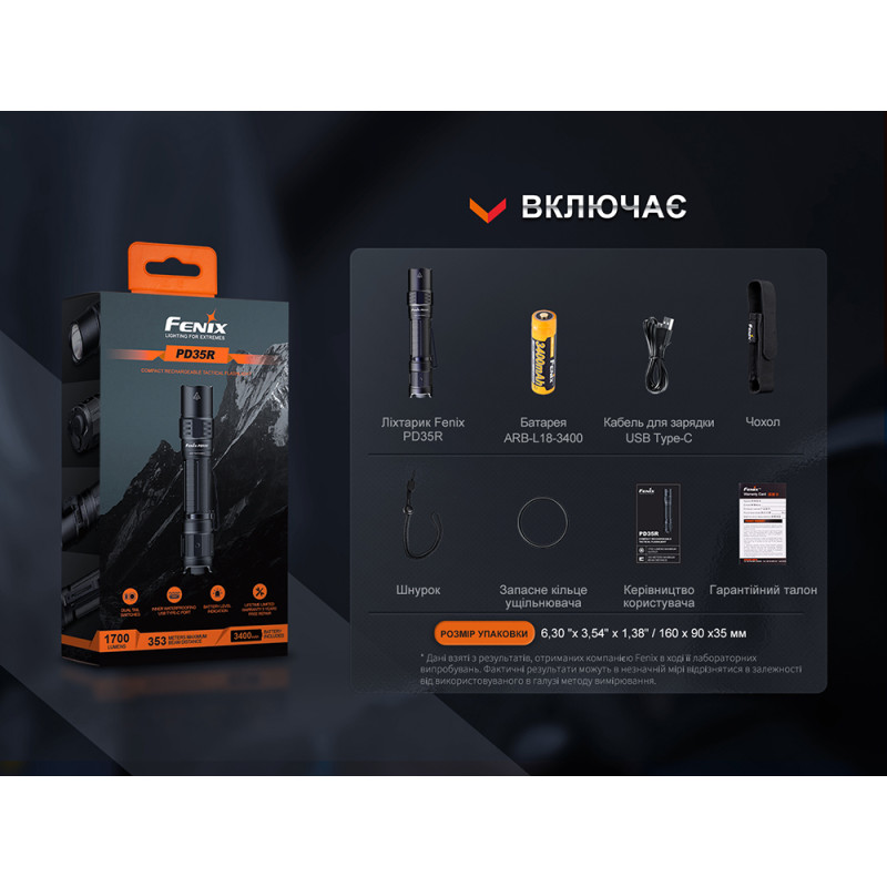 Фонарь тактический аккумуляторный Fenix PD35R