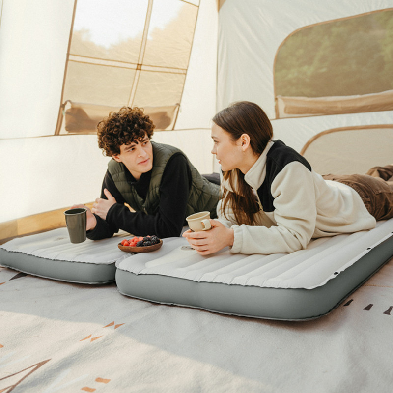 Матрац надувний одинарний Naturehike CNK2450WS035, 95 мм, із вбудованою помпою, білий