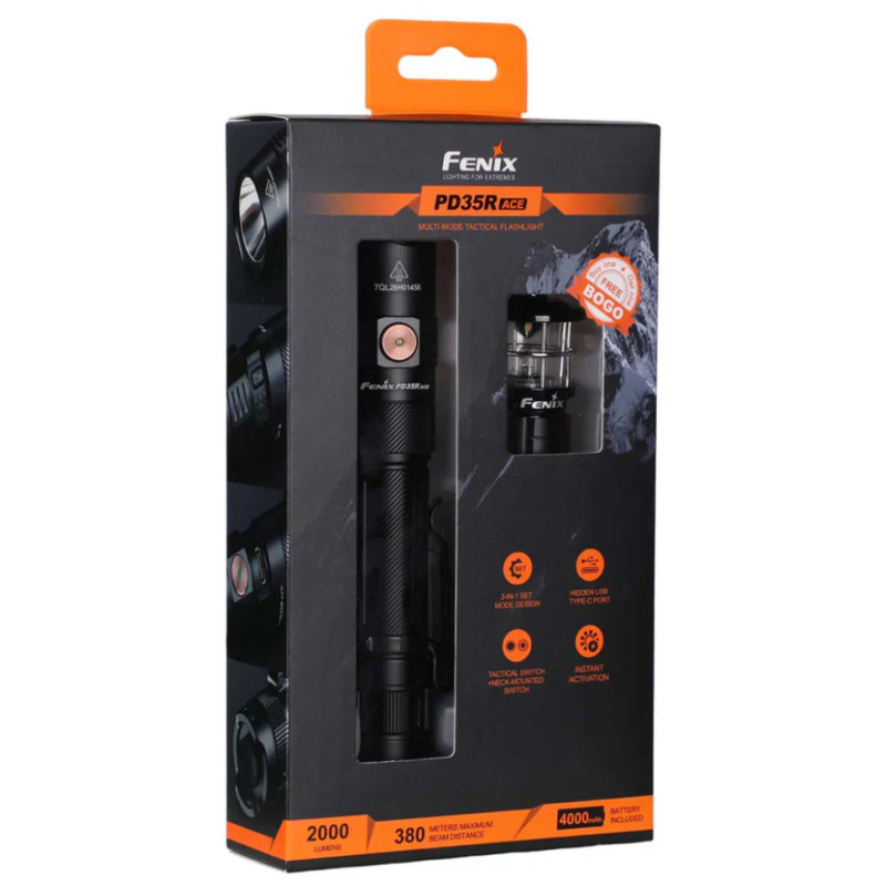 Ліхтар тактичний ручний Fenix PD35R ACE LED 2000 лм + наключний ліхтар CL01 (помаранчевий) | Лімітована серія