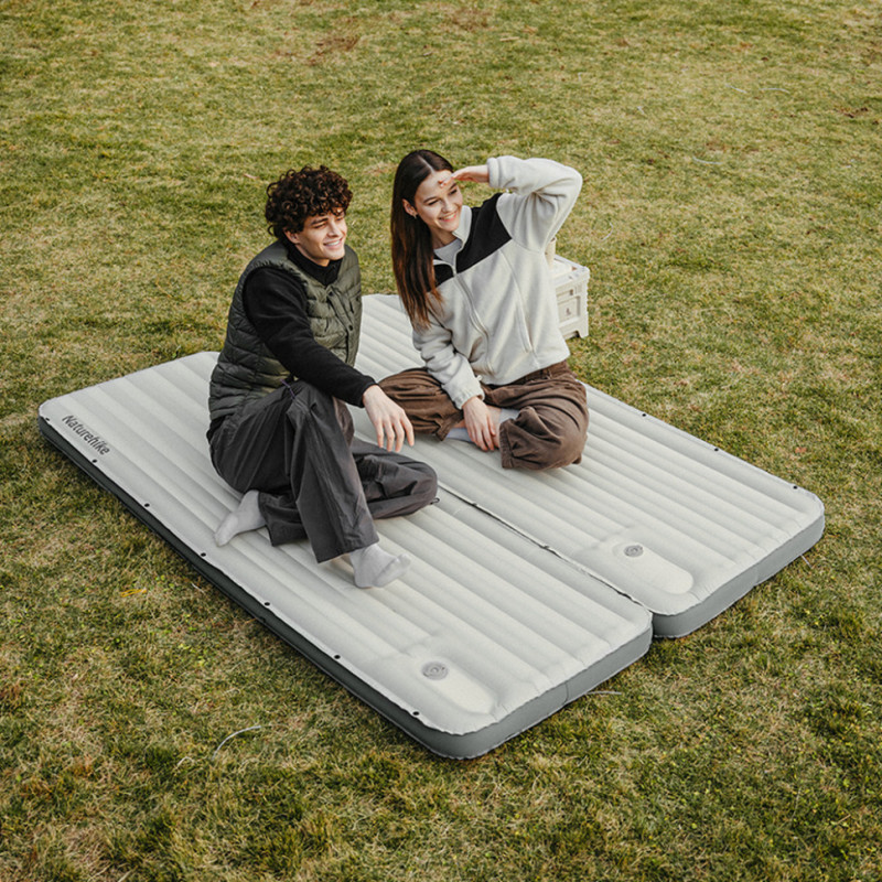 Матрац надувний одинарний Naturehike CNK2450WS035, 95 мм, із вбудованою помпою, білий