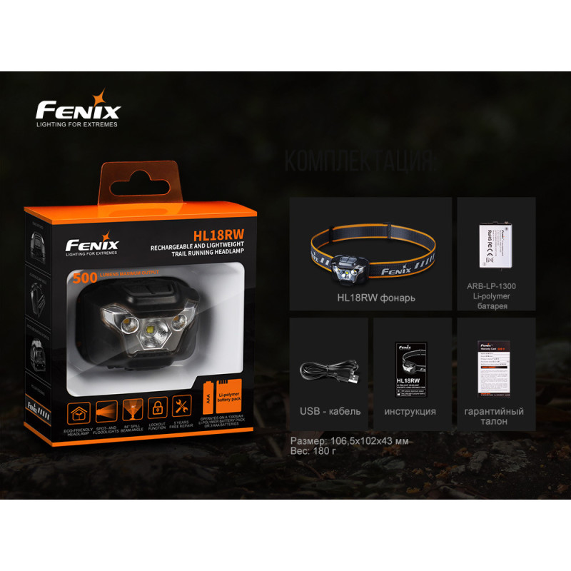 Фонарь налобный Fenix HL18RW