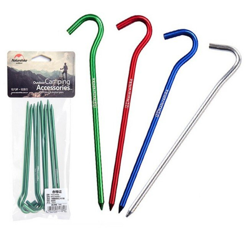Колі з алюмінієвим гачком Naturehike NH15A008-I, 16 см, зелений (8 шт)