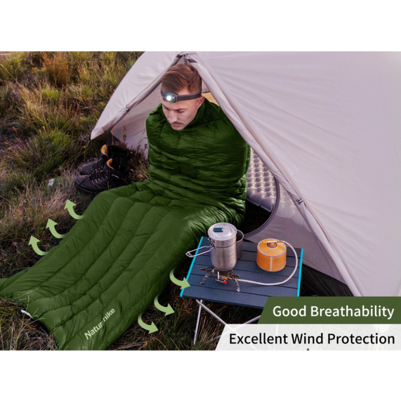 Спальний мішок з натуральним пухом Naturehike CWM400 CNK2300SD013, зелений