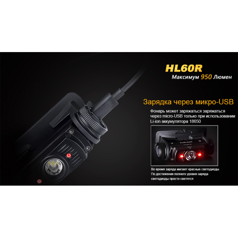 Ліхтар налобний Fenix HL60R DY Cree XM-L2 U2 Neutral White LED