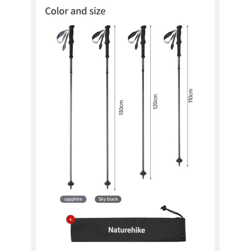 Трекінгова палиця Naturehike CNK2450DS017, 110 см, сіра