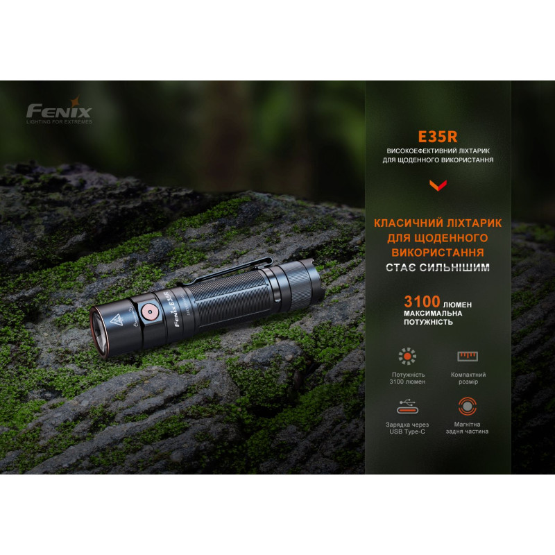 Ліхтар Fenix E35R + дифузор AOD-S V2.0 у подарунок | Лімітована серія