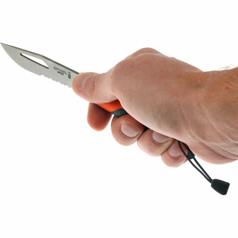Ніж складаний Opinel №8 Outdoor напівсерейтор (довжина: 190мм, лезо: 85мм), оранжевий