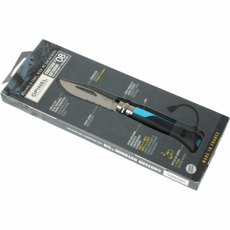 Ніж складаний Opinel №8 Outdoor напівсерейтор (довжина: 190мм, лезо: 85мм), синій