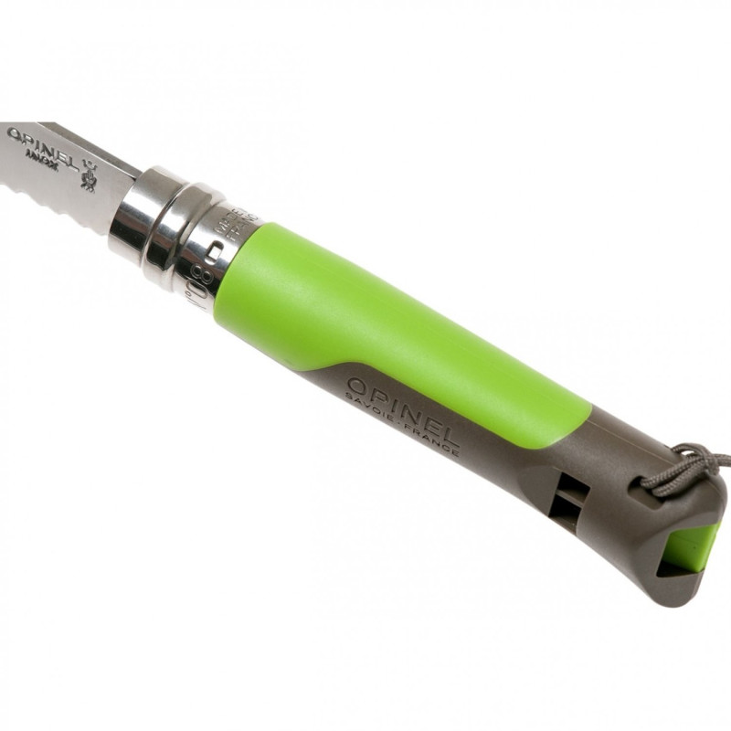 Ніж складаний Opinel №8 Outdoor напівсерейтор (довжина: 190мм, лезо: 85мм), зелений/коричневий