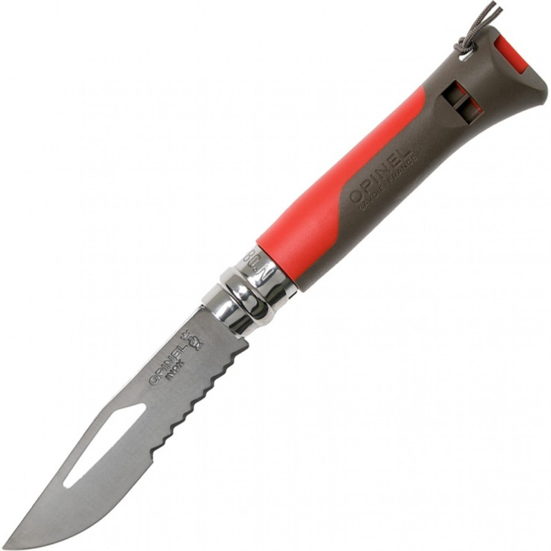 Ніж складаний Opinel №8 Outdoor напівсерейтор (довжина: 190мм, лезо: 85мм), червоний/коричневий