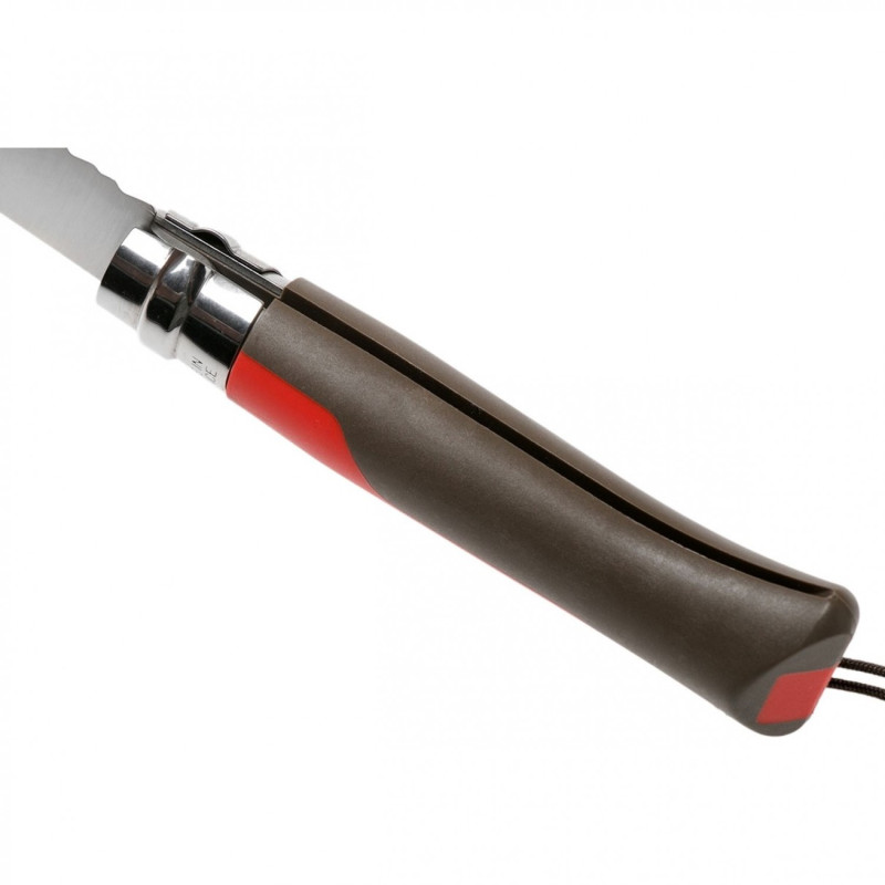 Ніж складаний Opinel №8 Outdoor напівсерейтор (довжина: 190мм, лезо: 85мм), червоний/коричневий