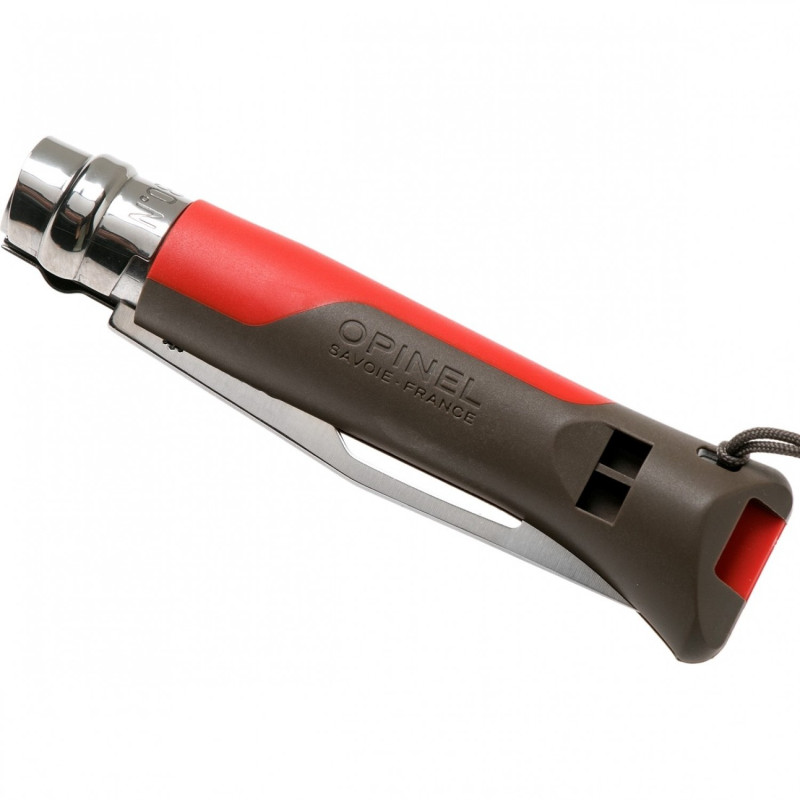 Ніж складаний Opinel №8 Outdoor напівсерейтор (довжина: 190мм, лезо: 85мм), червоний/коричневий